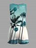 Plus Size Coconut Tree Ombre Print Cinched Hawaii Romper -  