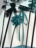Plus Size Coconut Tree Ombre Print Cinched Hawaii Romper -  