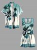 Combinaison hawaïenne grande taille à imprimé ombré de cocotiers et ceinture - Vert M