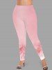 Plus Size Christmas Snowflake Leaf Print Leggings -  