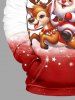 Plus Size Christmas Santa Claus Elk Star Print Pocket Drawstring Hoodie For Men -  