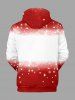 Plus Size Christmas Santa Claus Elk Star Print Pocket Drawstring Hoodie For Men -  