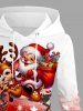 Robe à capuche grande taille de Noël avec imprimé Père Noël, cerf et étoiles, laçage et cordon de serrage - Rouge 4X