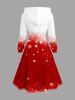 Robe à capuche grande taille de Noël avec imprimé Père Noël, cerf et étoiles, laçage et cordon de serrage - Rouge 4X