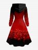 Plus Size Christmas Ball Bowknot Bell Sparkling Sequin 3D Print Lace Up Drawstring Hoodie Dress -  