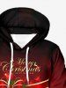 Plus Size Christmas Ball Bowknot Bell Sparkling Sequin 3D Print Pocket Drawstring Hoodie For Men -  