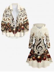 Christmas Ball Music Symbol Print Plus Size Matching Outfit For Couples -  