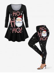 Christmas Santa Claus Candy Bar Snowflake Print Plus Size Matching Set -  
