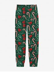 Plus Size Men's Christmas Candy Bowknot Print Pajama Jogger Pants -  