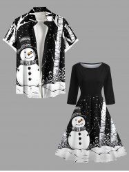 Christmas Snowflake Snowman Tree Print Matching Outfit For Couples -  