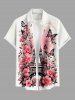 Ensemble de plage assorti grande taille à imprimé papillons et fleurs Tour Eiffel pour couples, style hawaïen - Blanc 