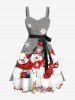 Christmas Snowflake Snowman Rabbit Flower Print Plus Size Matching Outfit For Couples -  