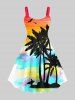 Ensemble de plage hawaïen assorti grande taille, imprimé cocotier, mer et ciel ombré, pour couples - Multi-A 