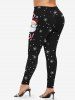 Christmas Santa Claus Candy Bar Snowflake Print Plus Size Matching Set -  