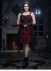 Plus Size Flower Flocking Lace Up Grommets Asymmetrical Tank Dress -  