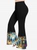 Christmas Tree Snowflake Light Print Plus Size Matching Set -  
