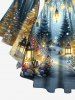 Christmas Tree Snowflake Light Print Plus Size Matching Set -  