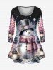 Christmas Tree Snowman Snowflake Flowers Glaxy Print Plus Size Matching Set -  
