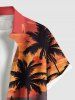 Tenue de plage hawaïenne assortie pour couples, imprimé coucher de soleil sur cocotier et vagues, grandes tailles - Orange 