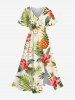 Tropical Leaf Hibiscus Flower Pineapple Print Plus Size Matching Hawaii Beach Outfit For Couples -  