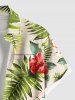 Plus Size Tropical Leaf Hibiscus Flower Pineapple Print Hawaii Button Pocket Shirt For Men -  