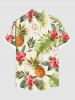 Plus Size Tropical Leaf Hibiscus Flower Pineapple Print Hawaii Button Pocket Shirt For Men -  