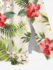 Robe midi trapèze grande taille à imprimé tropical feuilles d'hibiscus et ananas, style hawaïen, avec poches fendues - Abricot 6X
