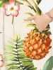 Robe midi trapèze grande taille à imprimé tropical feuilles d'hibiscus et ananas, style hawaïen, avec poches fendues - Abricot 6X
