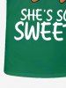 T-shirt imprimé avec un chapeau de Noël et des lettres en pain d'épice pour homme grande taille - Vert profond M