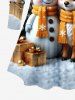Plus Size Christmas Tree Ball Gift Snowman Elk Print Long Sleeves Women T-shirt -  