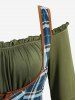 Robe corset 2 en 1 grande taille à carreaux, lacée, fendue et froncée au niveau de la poitrine - Vert profond 2X | US 18-20
