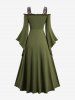 Robe corset 2 en 1 grande taille à carreaux, lacée, fendue et froncée au niveau de la poitrine - Vert profond 2X | US 18-20