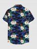 Chemise hawaïenne grande taille pour homme, à imprimé feuilles d'hibiscus, boutons et poche. - Bleu 6XL