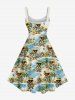 Plus Size Sunglasses Duck Coconut Tree Seascape Print Hawaii Tank Dress -  