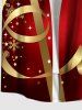 Plus Size Christmas Ribbon Bowknot Bell Star Snowflake Print Buttons Pocket Shirt For Men -  