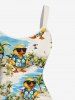 Plus Size Sunglasses Duck Coconut Tree Seascape Print Hawaii Tank Dress -  