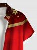 Plus Size Christmas Ribbon Bowknot Bell Star Snowflake Print Buttons Pocket Shirt For Men -  