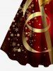 Plus Size Christmas Ribbon Bowknot Bell Star Snowflake Print Tank Dress -  