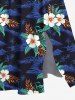 Robe mi-longue hawaïenne fendue à imprimé feuilles et fleurs d'hibiscus grande taille - Bleu Marine M
