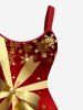 Plus Size Christmas Ribbon Bowknot Bell Star Snowflake Print Tank Dress -  