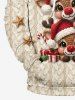 Plus Size Christmas Hat Elk Cable Knit 3D Print Pocket Drawstring Hoodie For Men -  