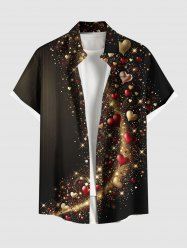 Plus Size Valentine's Day Heart Star Glitter 3D Print Buttons Pocket Shirt For Men -  
