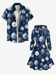 Christmas Ball Snowflake Print Plus Size Matching Outfit For Couples -  