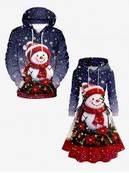 Christmas Snowman Snowflake Flowers Ball Print Plus Size Matching Outfit For Couples -  