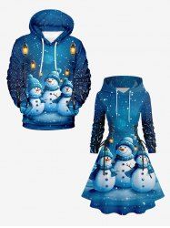Christmas Snowman Snowflake Print Plus Size Matching Outfit For Couples -  