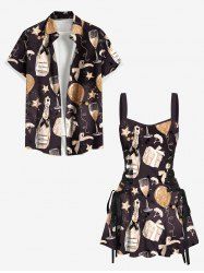 Party New Years Eve Gift Balloon Bowknot Wine Print Matching Outfit For Couples -  