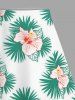 Hibiscus Flowers Tropical Leaf Print Plus Size Matching Hawaii Set -  