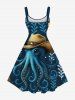 Octopus Hat Leaf Branch Print Plus Size Matching Hawaii Beach Outfit For Couples -  