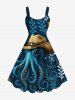 Octopus Hat Leaf Branch Print Plus Size Matching Hawaii Beach Outfit For Couples -  