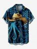 Octopus Hat Leaf Branch Print Plus Size Matching Hawaii Beach Outfit For Couples -  